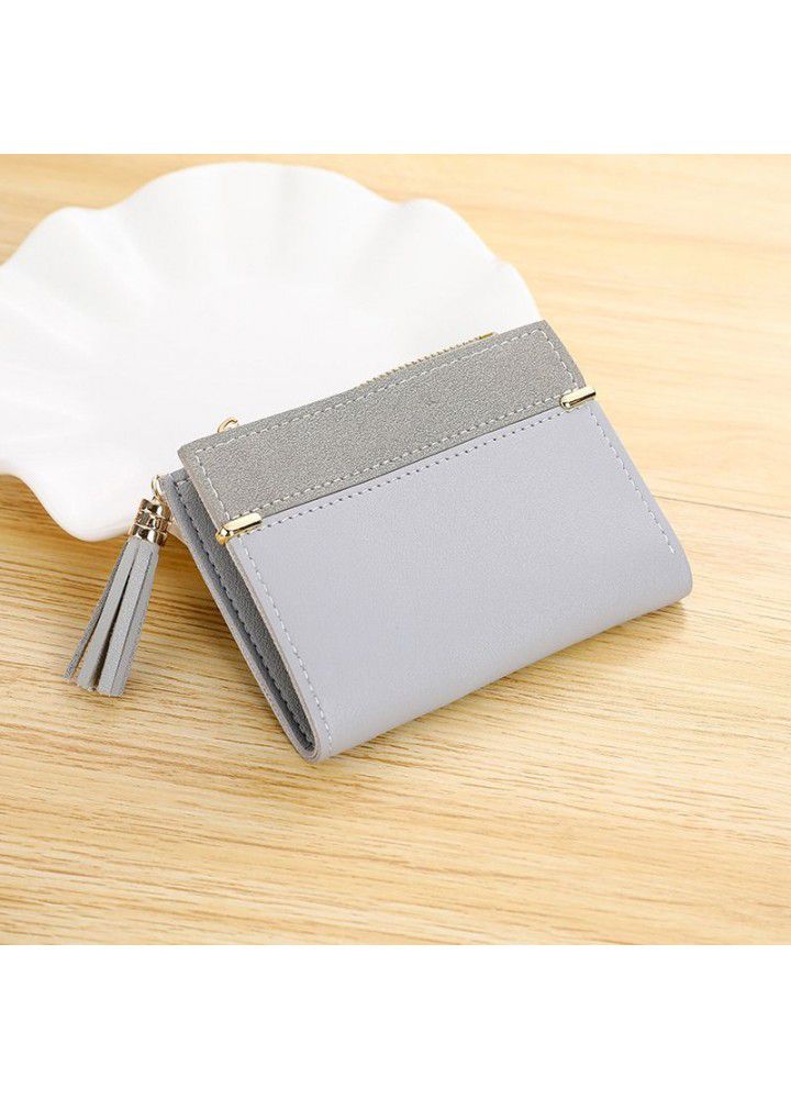  new frosted versatile Korean change bag multi card buckle short zipper women's wallet 