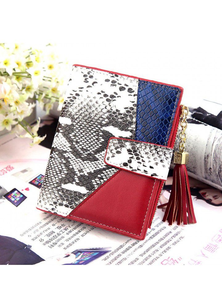 Women's wallet fashion Korean snake zipper bag wallet simple pocket BUTTON WALLET 