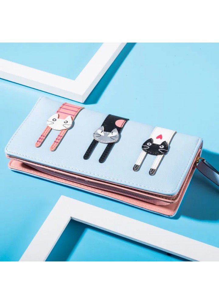  Guangzhou lady's wallet long and large capacity cartoon three kittens lady's new handbag customized by manufacturers 