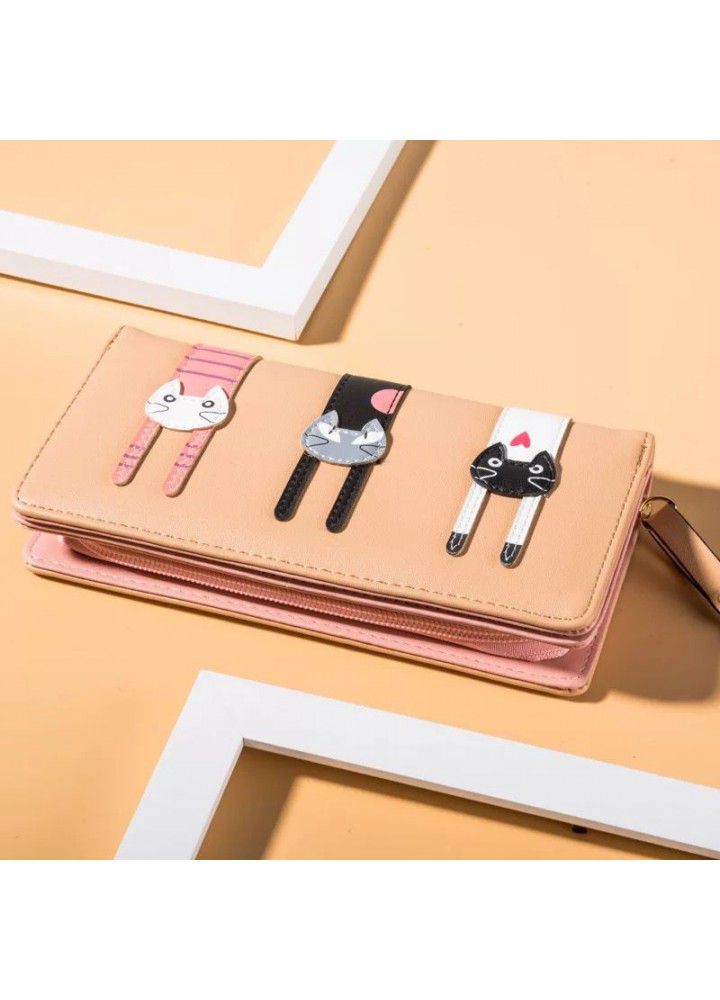  Guangzhou lady's wallet long and large capacity cartoon three kittens lady's new handbag customized by manufacturers 