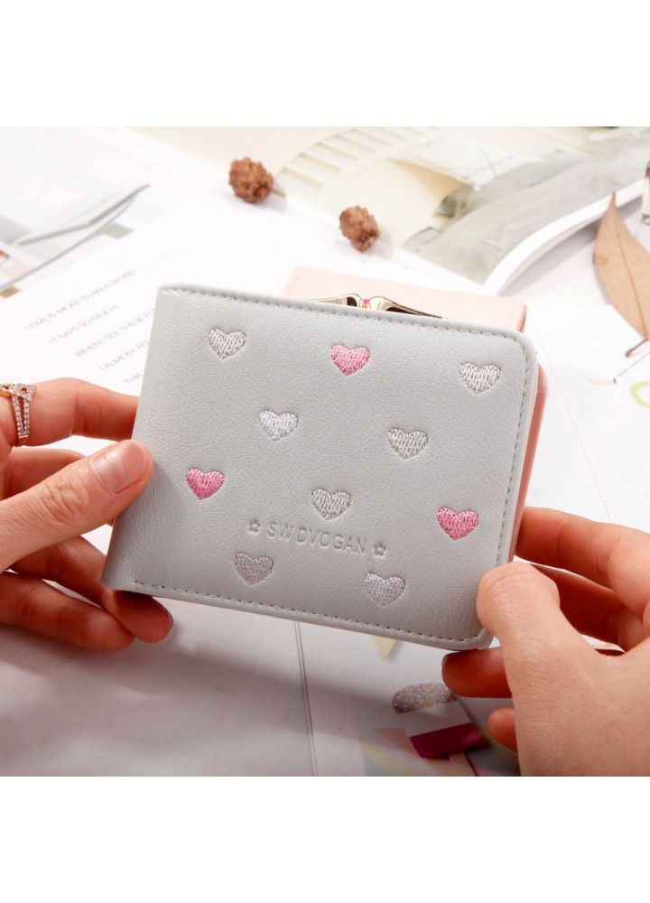  new women's wallet short wallet hand bag walletwomen Korean love plate clip zero wallet 