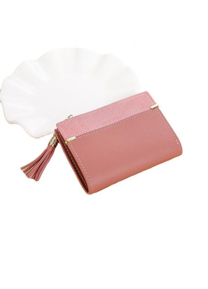  new frosted versatile Korean change bag multi card buckle short zipper women's wallet 