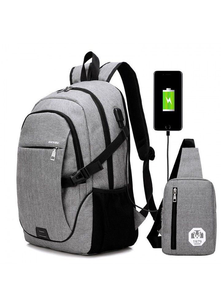 Cross border  new student bag charging backpack double shoulder bag academic style vertical leisure travel backpack 