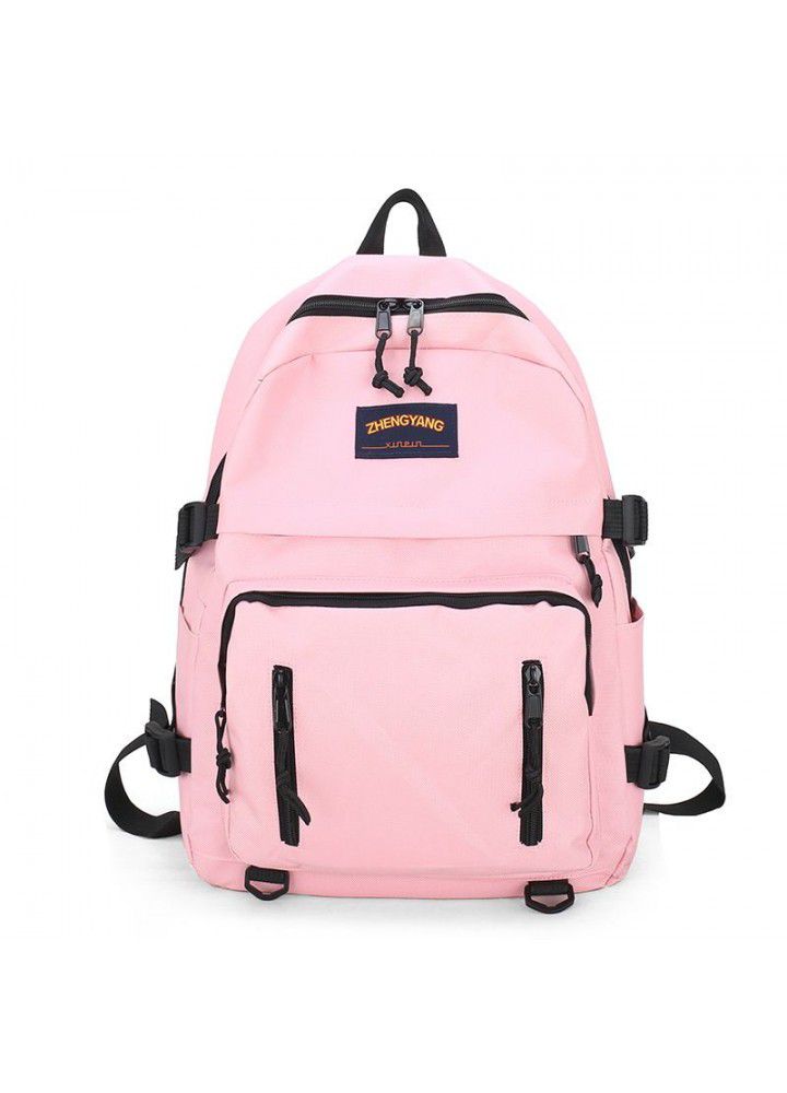  new solid color backpack outdoor travel bag middle school students' backpack for men and women Japan South Korea leisure large capacity Backpack 