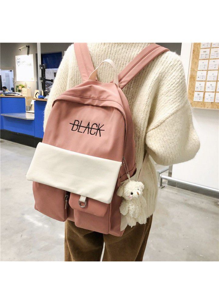 Schoolbag female Korean high school student cotton Yuansu ulzzang junior high school student color contrast backpack College Student Backpack 