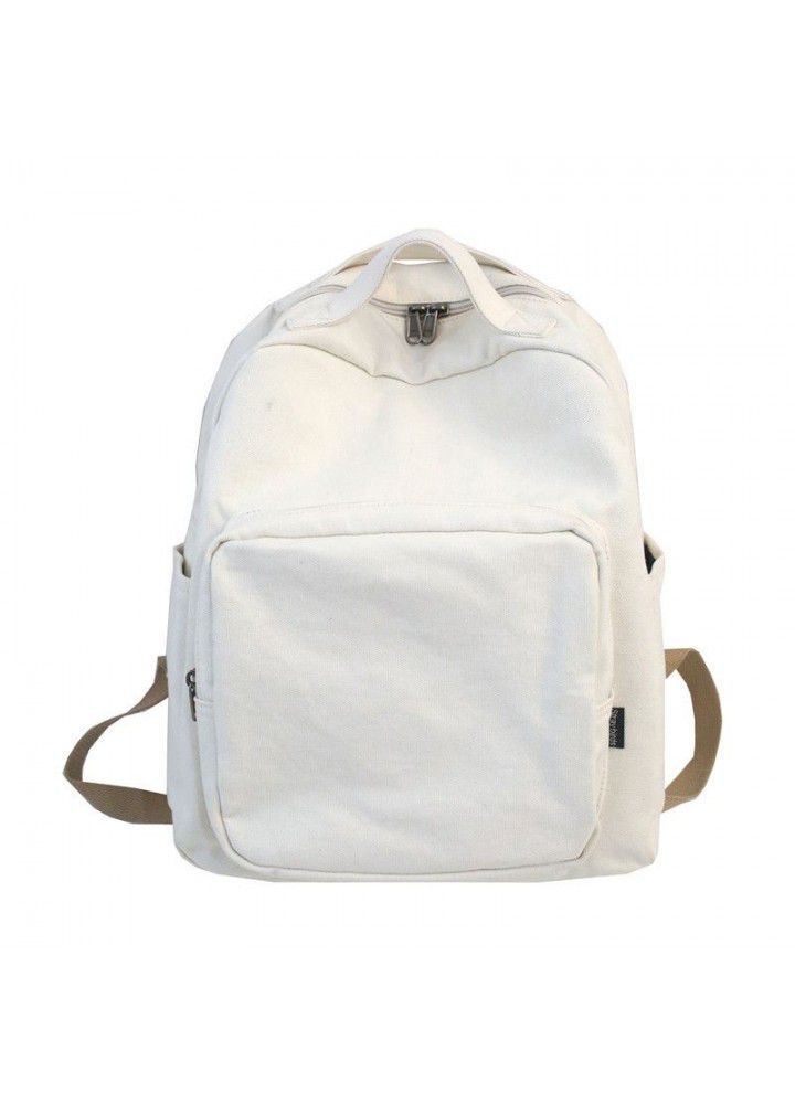 Pure cotton wash Canvas Backpack solid color travel bag retro college style large capacity backpack schoolbag for male and female students 