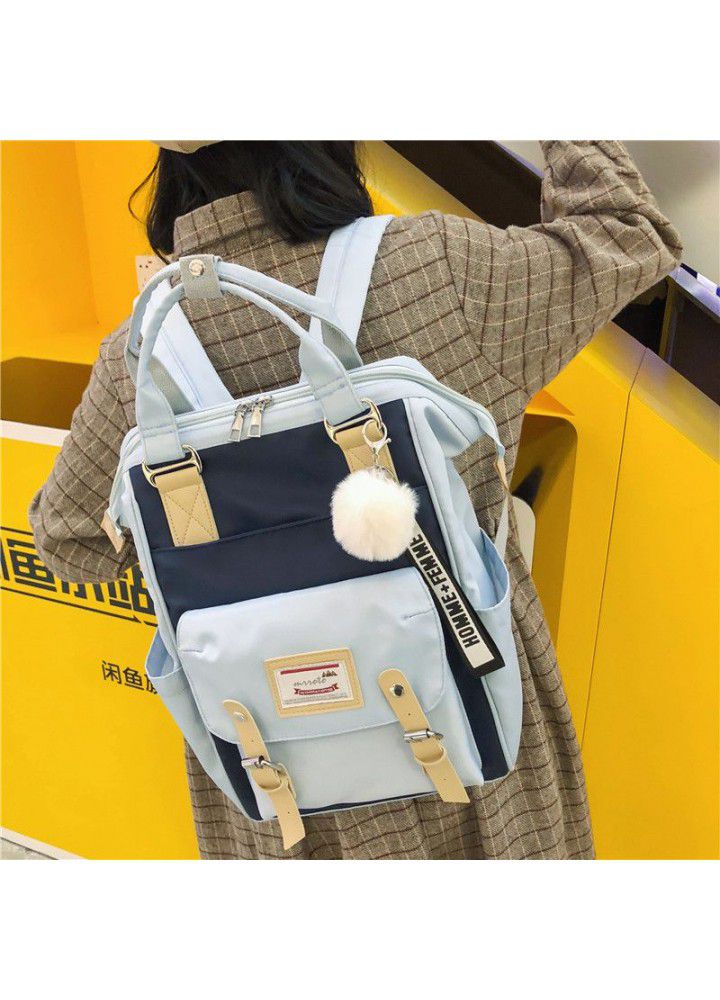 Ins super fire  large capacity backpack female Korean version college style high school student's all-around chic schoolbag female 