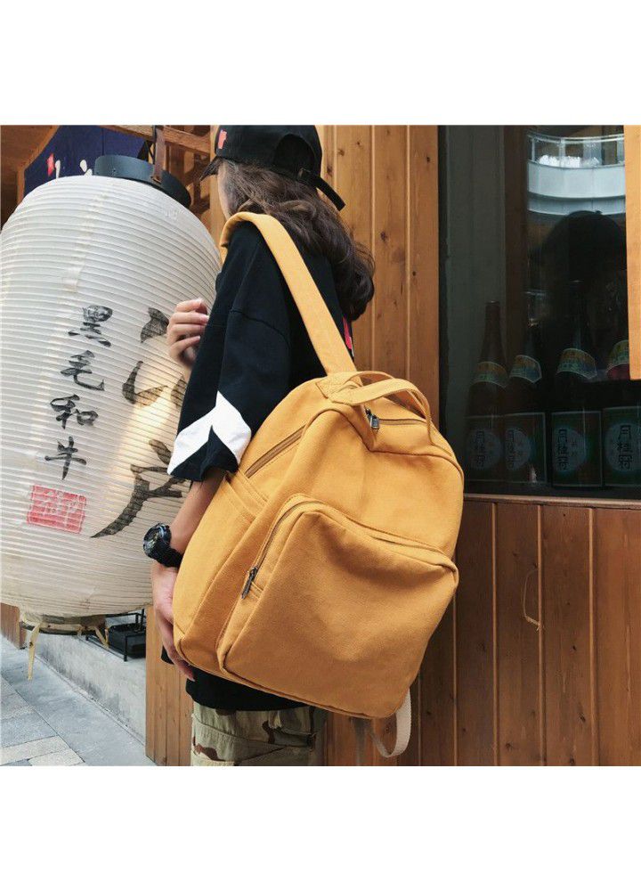 Pure cotton wash Canvas Backpack solid color travel bag retro college style large capacity backpack schoolbag for male and female students 