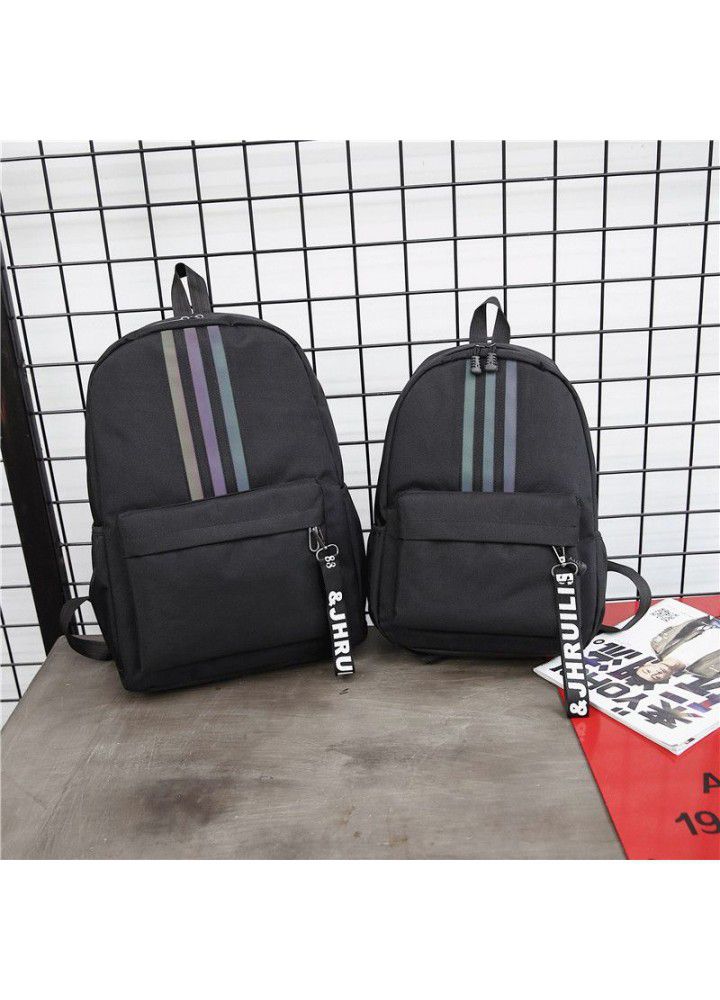 Cross border new fashion leisure backpack Student Backpack Travel Backpack reflective strip backpack manufacturer wholesale customization 