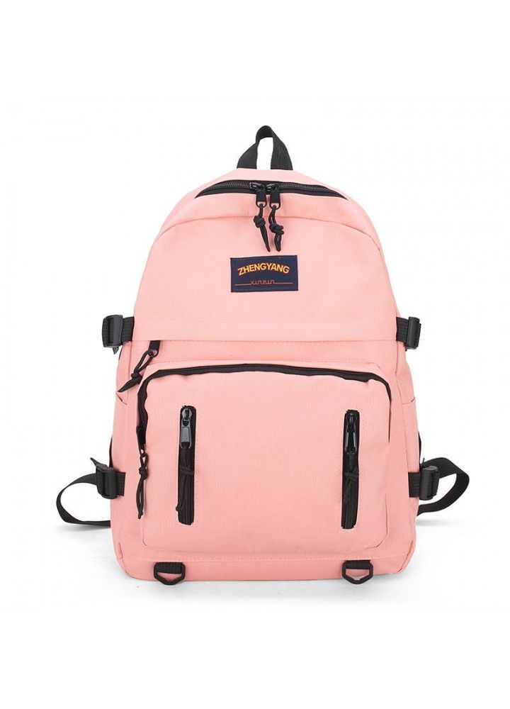  new solid color backpack outdoor travel bag middle school students' backpack for men and women Japan South Korea leisure large capacity Backpack 