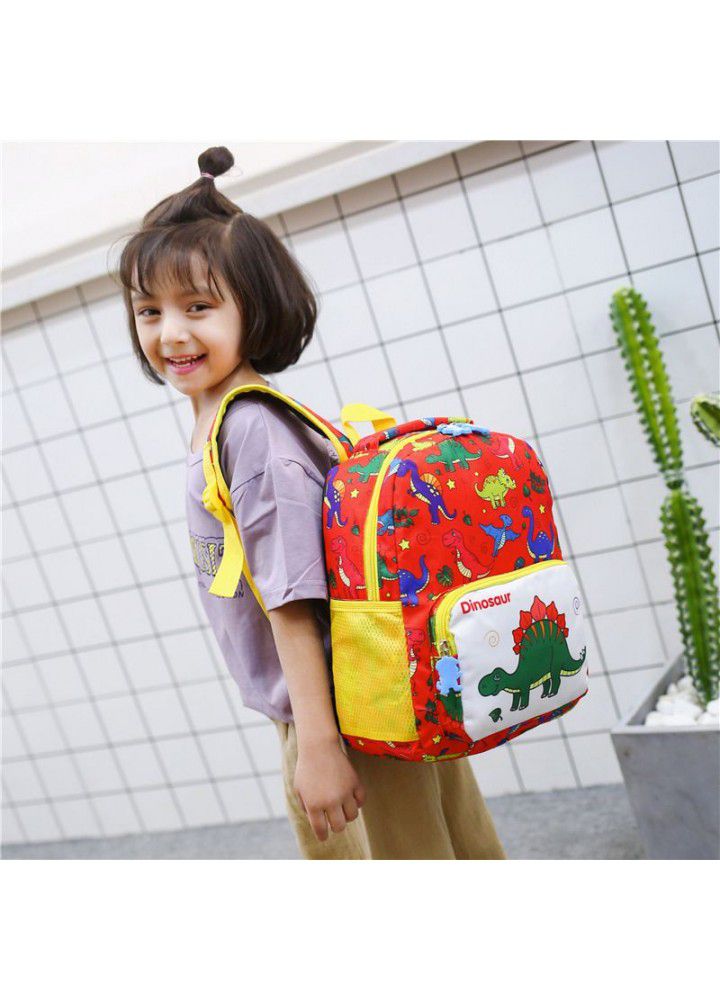 New kindergarten cartoon anti lost schoolbag dinosaur nylon printed children's backpack 