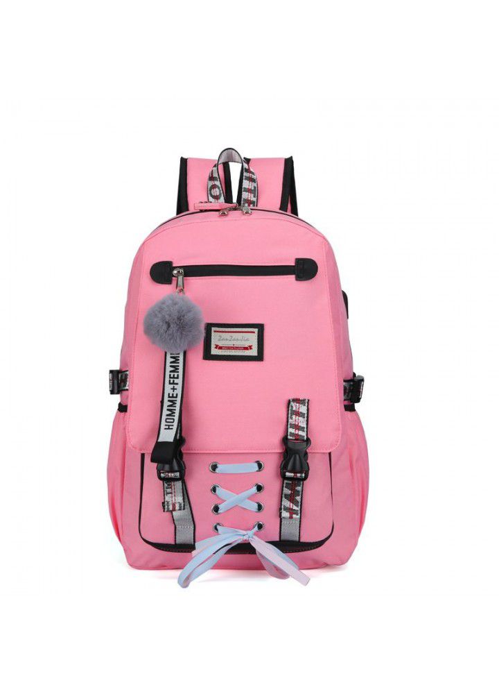 Cross border fashion sports leisure backpack for male and female middle school students schoolbag USB charging anti theft backpack can be customized 