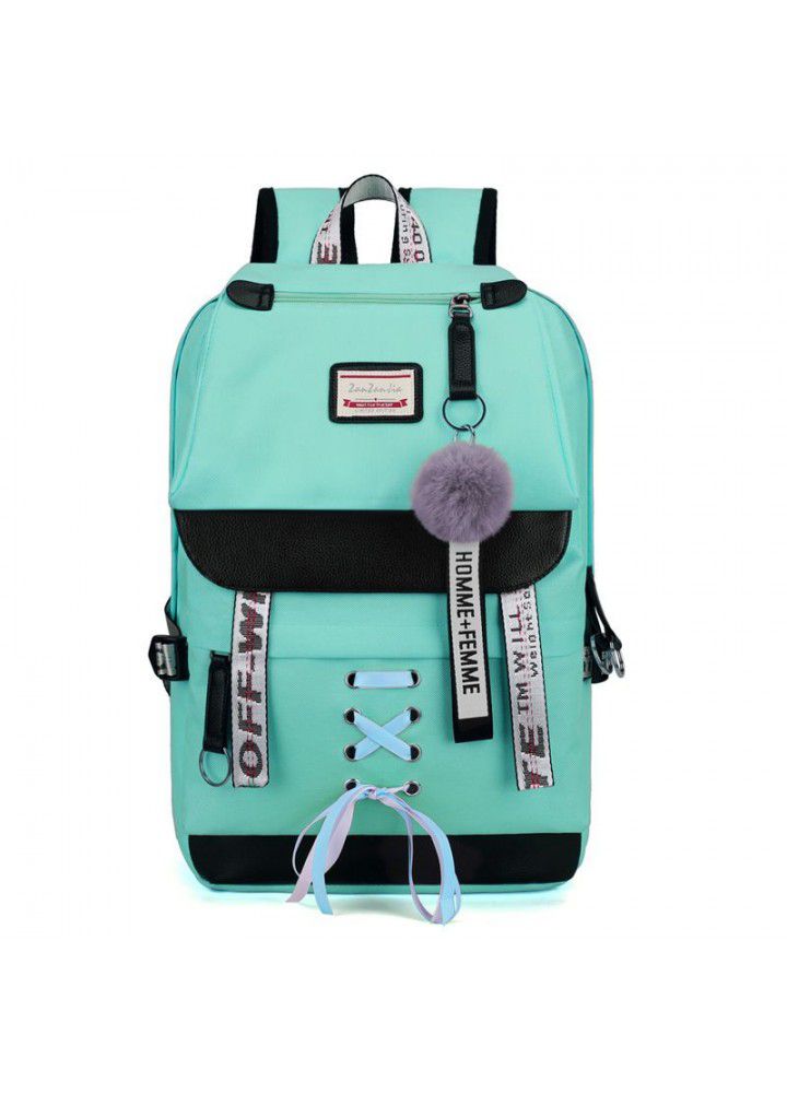 Cross border foreign trade new student bag USB charging backpack Korean double shoulder bag trend manufacturer direct sales customization 