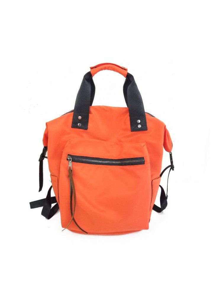 Nylon Backpack, Korean version, college style, solid color, light weight, anti splashing, portable travel bag, schoolbag 
