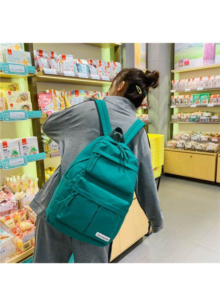  New Student Backpack three piece set of Korean girls' schoolbag solid color junior high school students' Backpack 