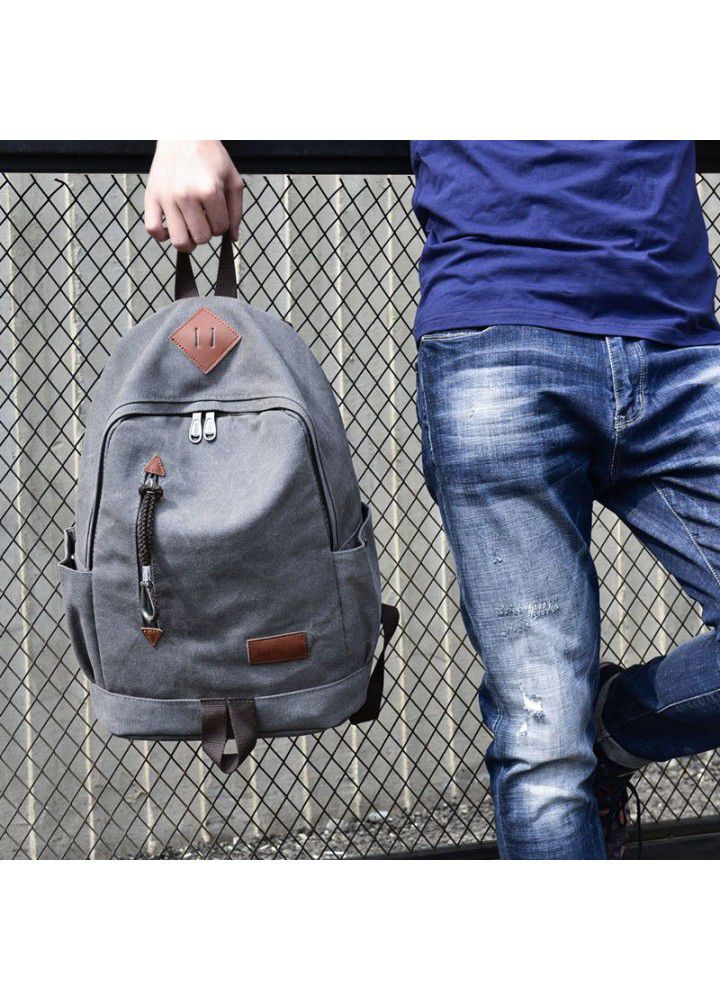 Fashion trend backpack men's casual Canvas Backpack retro travel bag high school student schoolbag men's f8108 