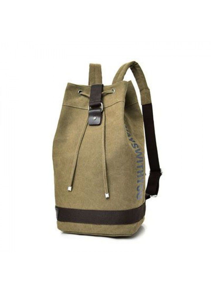 Fashionable canvas sports backpack bucket bag travel computer backpack men's bag leisure travel schoolbag for men and women 