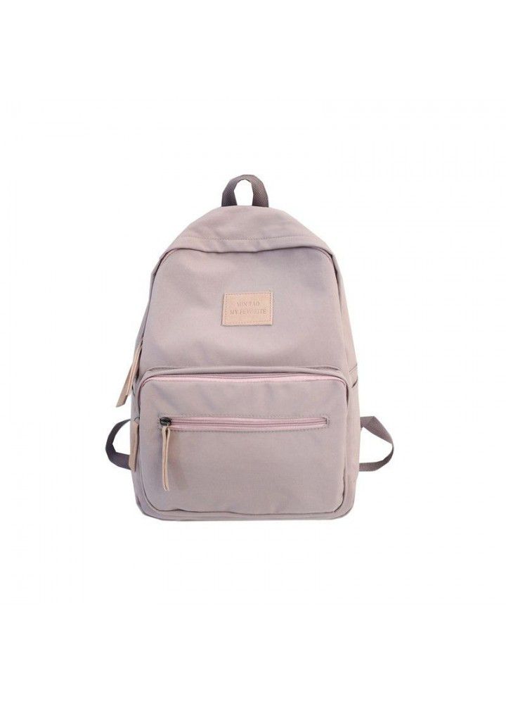 Schoolbag backpack  new classic college style nylon cloth solid color large capacity student bag 