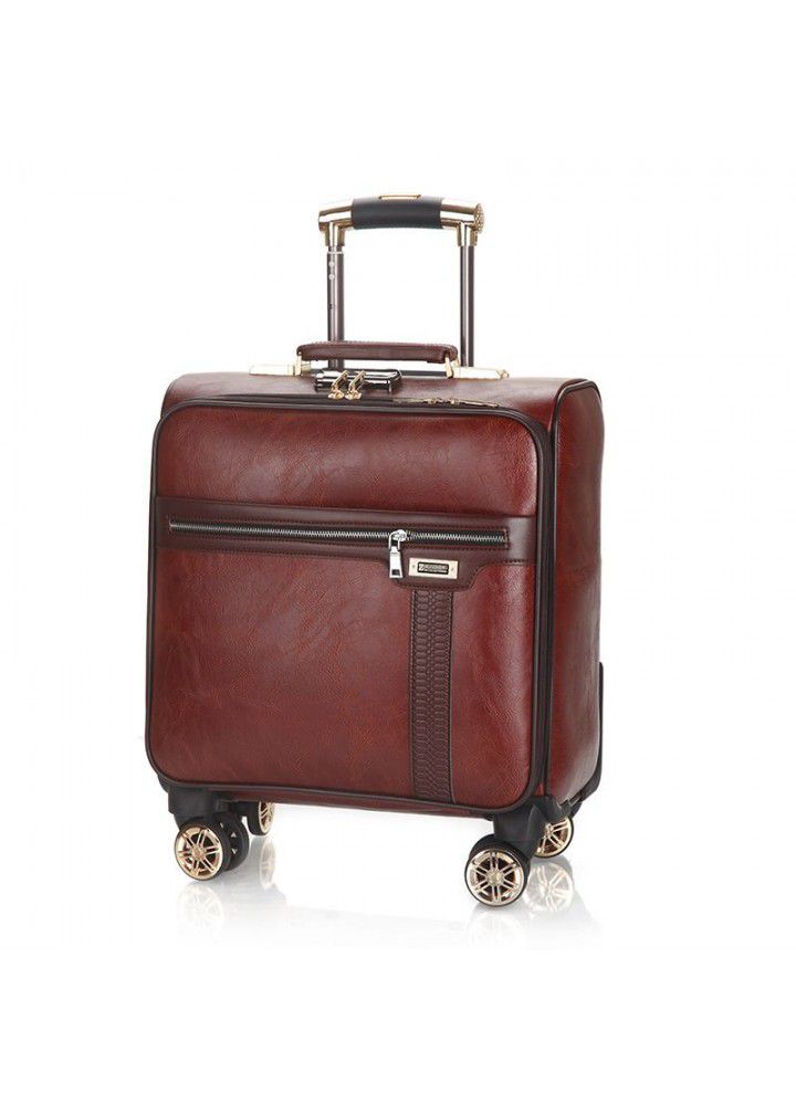 16 inch men's and women's suitcase, luggage, code case, soft leather case, business trolley case, Cardan wheel, 18 inch boarding case 