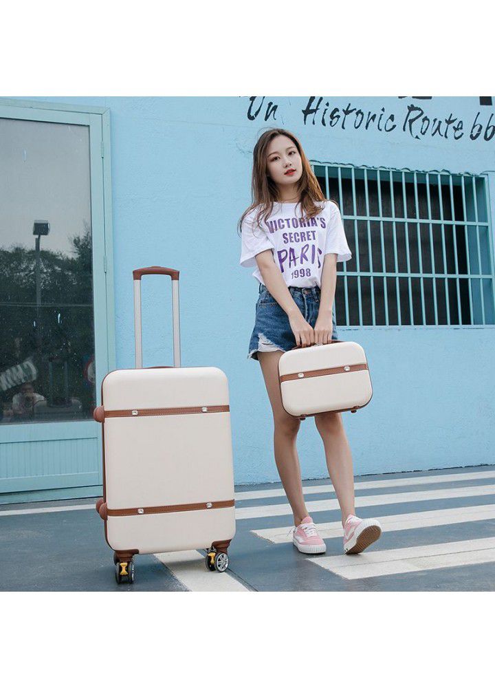 Mother and son suitcase, women's 20 inch Korean Vintage suitcase, mini cute personality, little fresh student trolley box, 24 