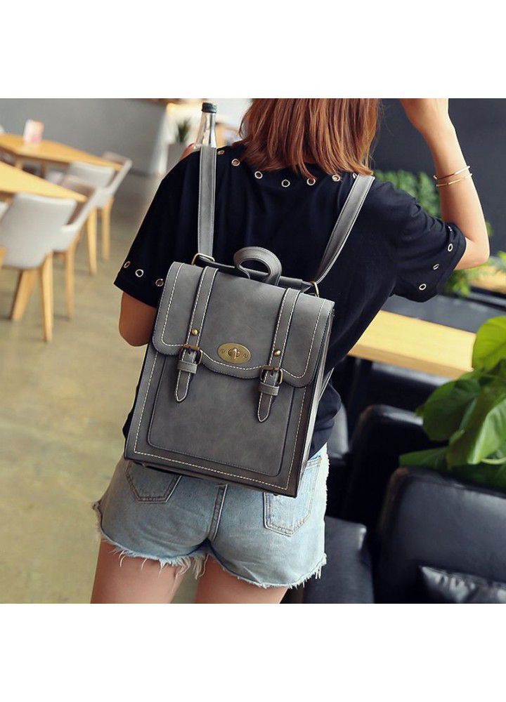 new fashion trend Pu double backpack leisure large capacity double backpack student schoolbag lady backpack cross border 