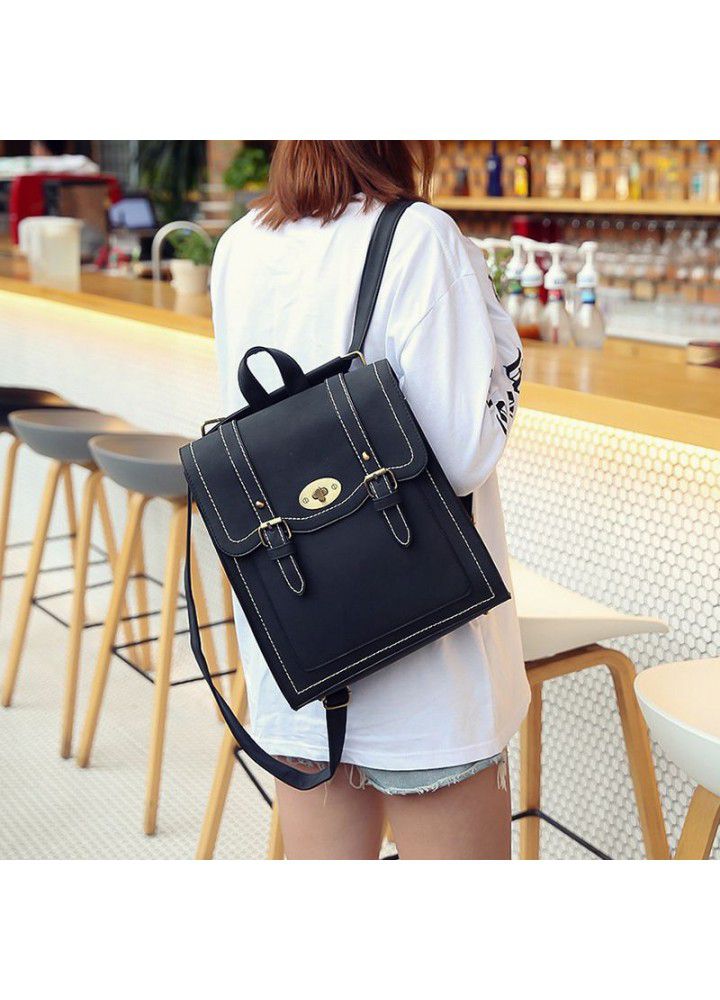  new fashion trend Pu double backpack leisure large capacity double backpack student schoolbag lady backpack cross border 