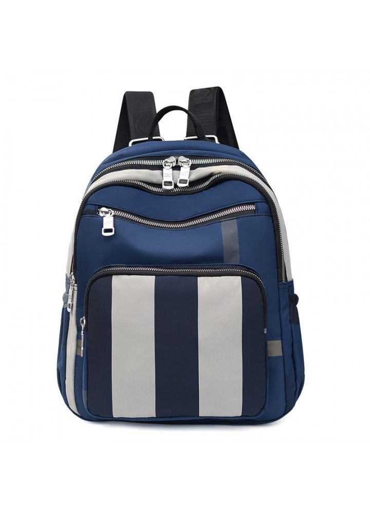 New striped backpack women's trend Korean fashion leisure travel nylon women's bag large capacity Backpack 