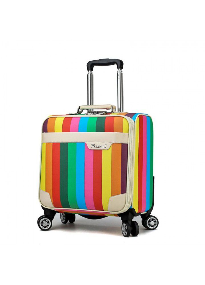 16 inch mini case lady color stripe suitcase universal wheel suitcase trolley case for short distance business trip 