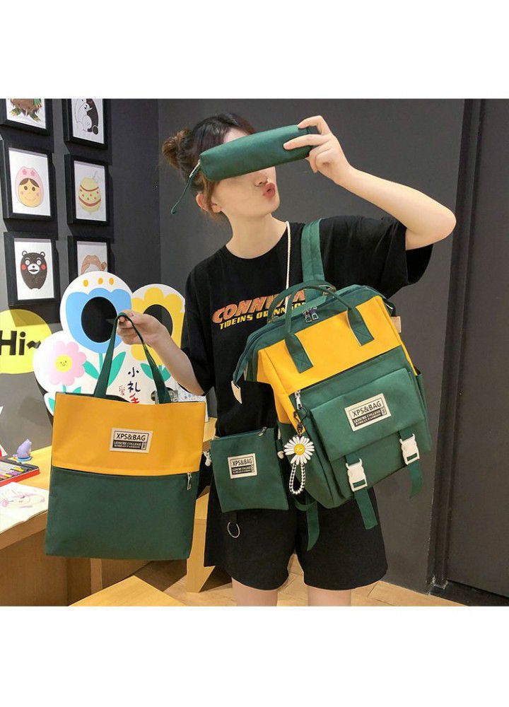  new mummy bag women's backpack 4-piece set large capacity multi-function backpack mother baby custom schoolbag 