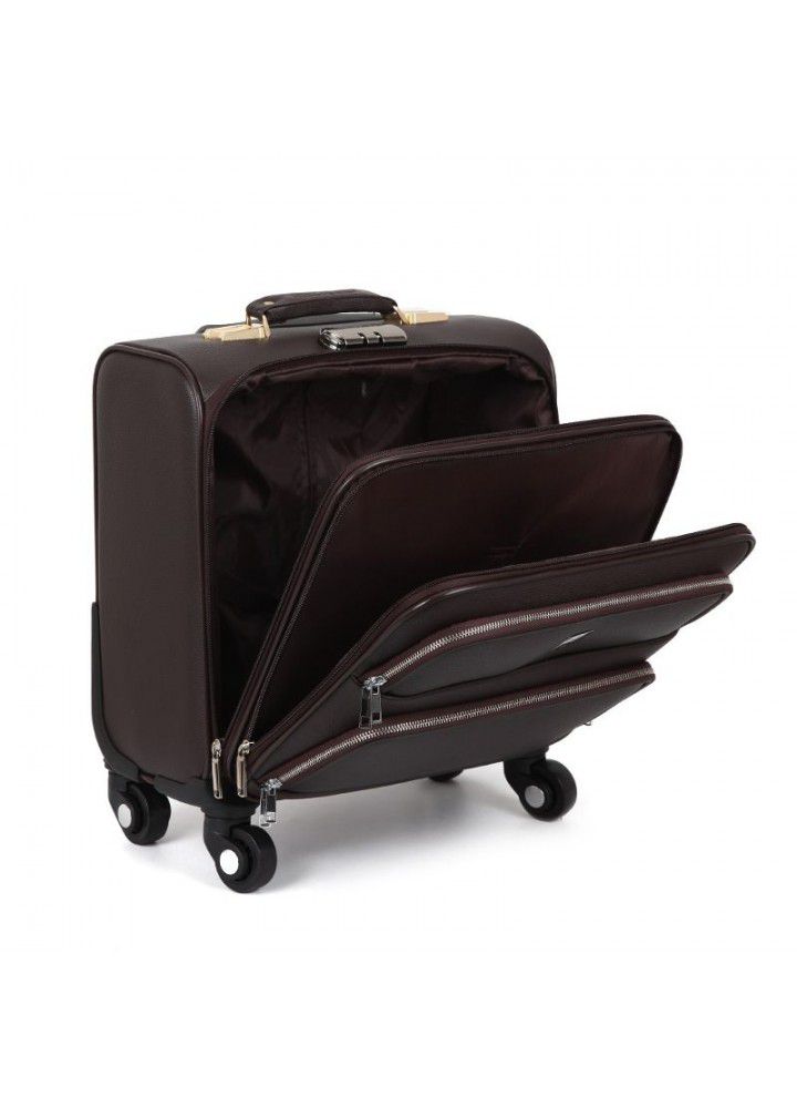 Wholesale men's 16 inch business case universal wheel Trolley Case PU leather small password Service Travel Case Travel Case 
