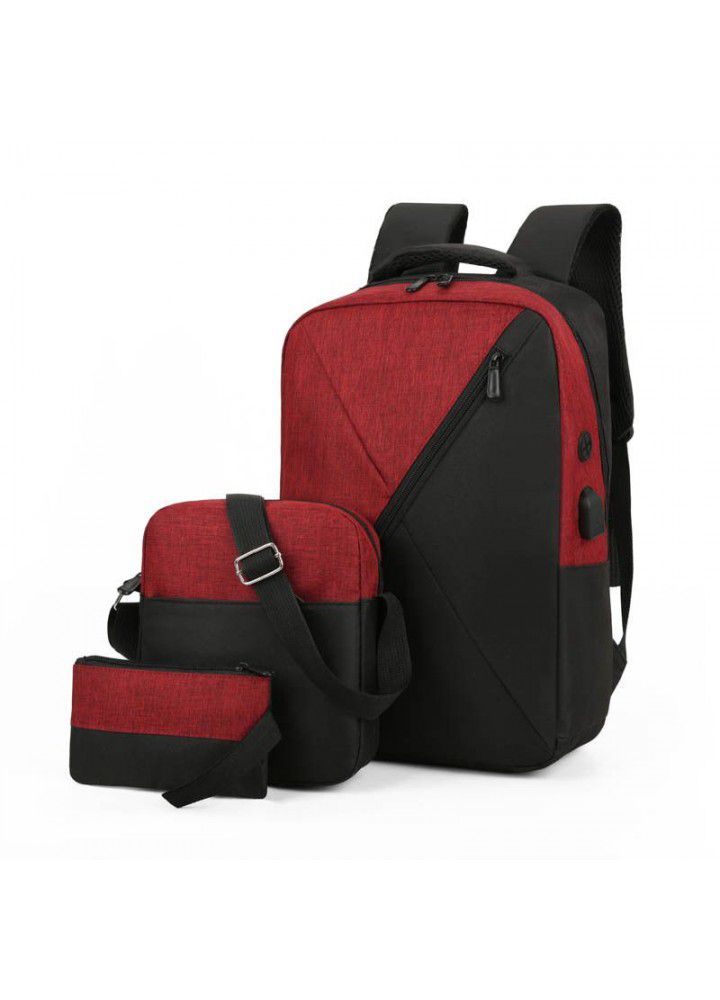 New three piece computer backpack Oxford spinning schoolbag men's and women's multifunctional backpack Korean Business Bag Fashion 