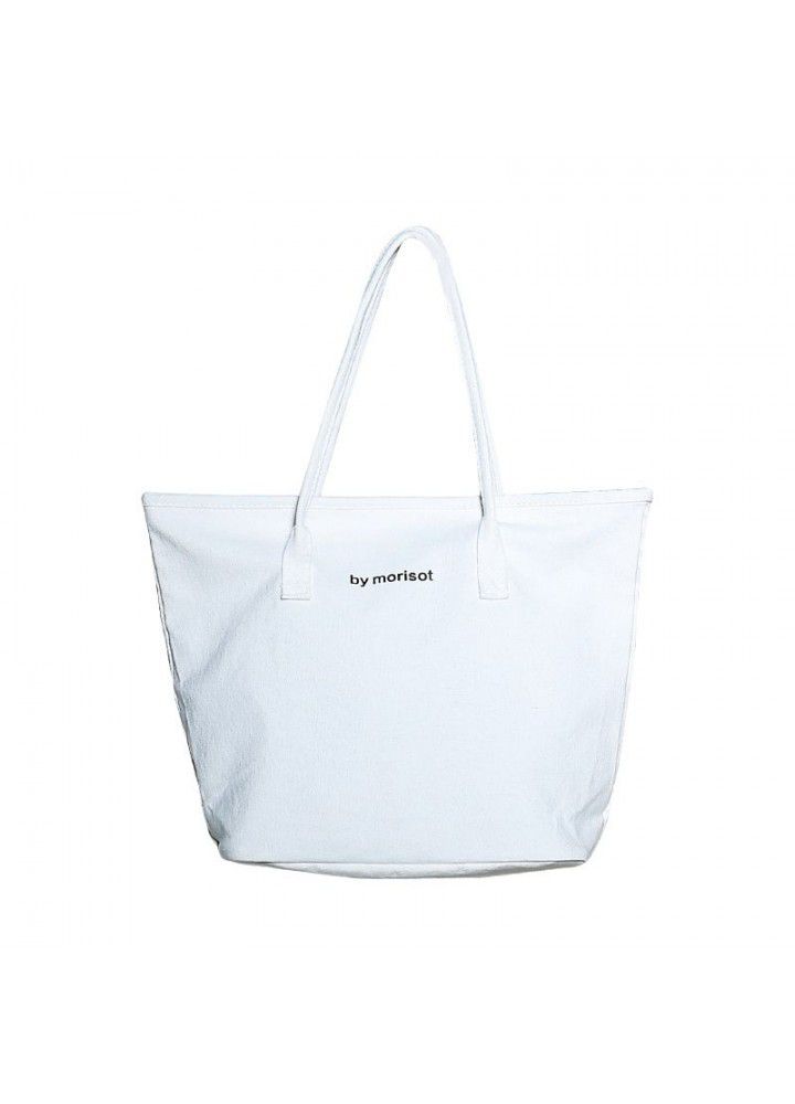 Korean new versatile large capacity letter zipper canvas bag minimalist style women's shoulder bag leisure Tote Bag 