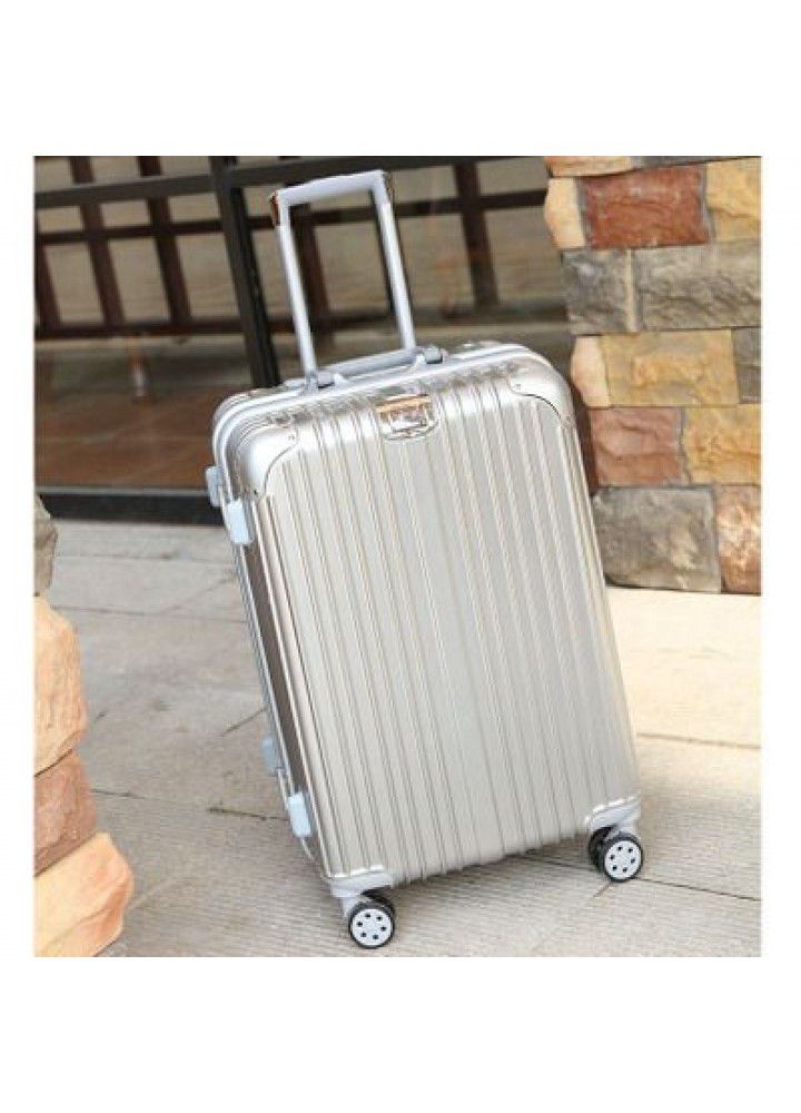 Code breaking clearance high grade aluminum frame trolley case 20 inch 24 inch striped suitcase boarding password box suitcase for men
