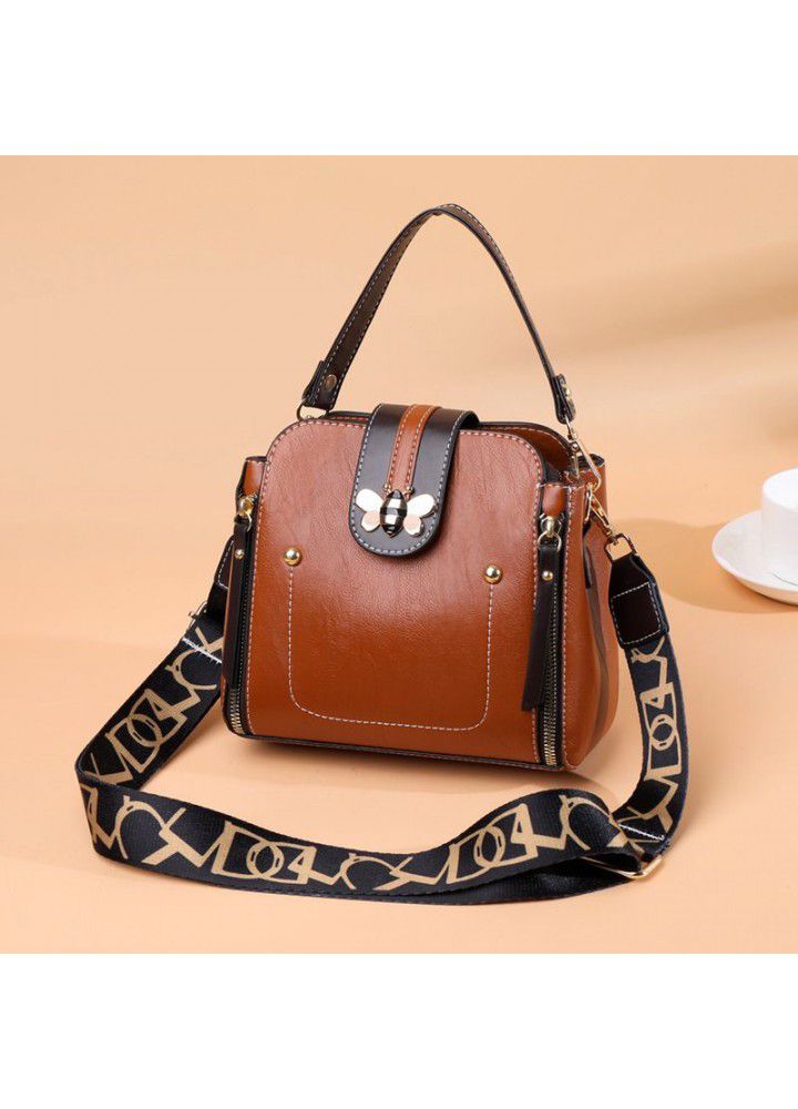 European and American fashion leather women's bag head layer cow leather Single Shoulder Messenger Bag women's large capacity women's handbag support customization 