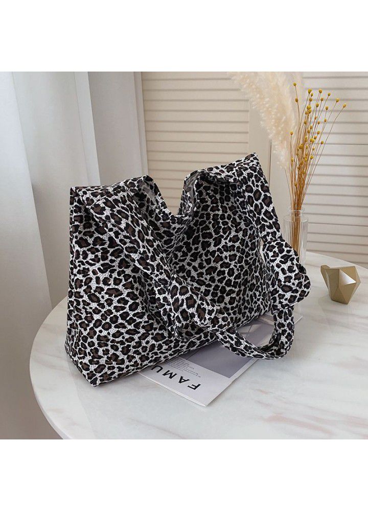 Personalized vegetable bag children's bag  new fashion student large capacity shoulder bag net red leopard Tote Bag 