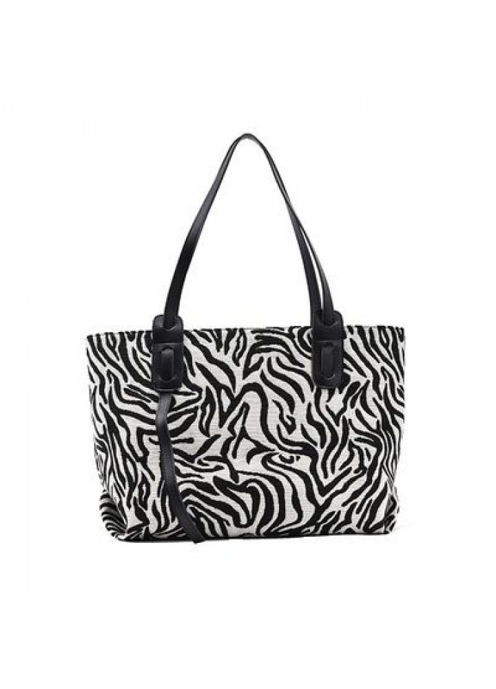 New style women's bag fashion zebra single shoulder bag large capacity canvas women's bag versatile Tote women's bag 
