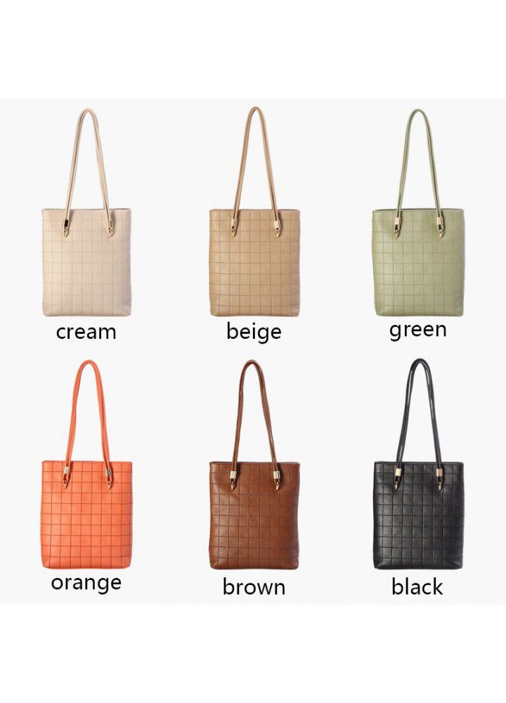 Women's bag  summer new Plaid embroidery Tote Bag Single Shoulder Handbag armpit bag simple large capacity 