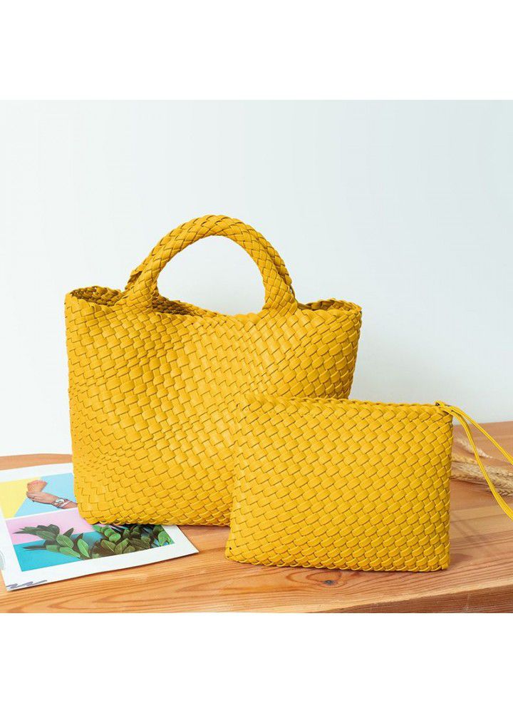 Hand woven Tote women's bag  new fashion bag leisure large capacity woven shoulder bag handle mother bag 
