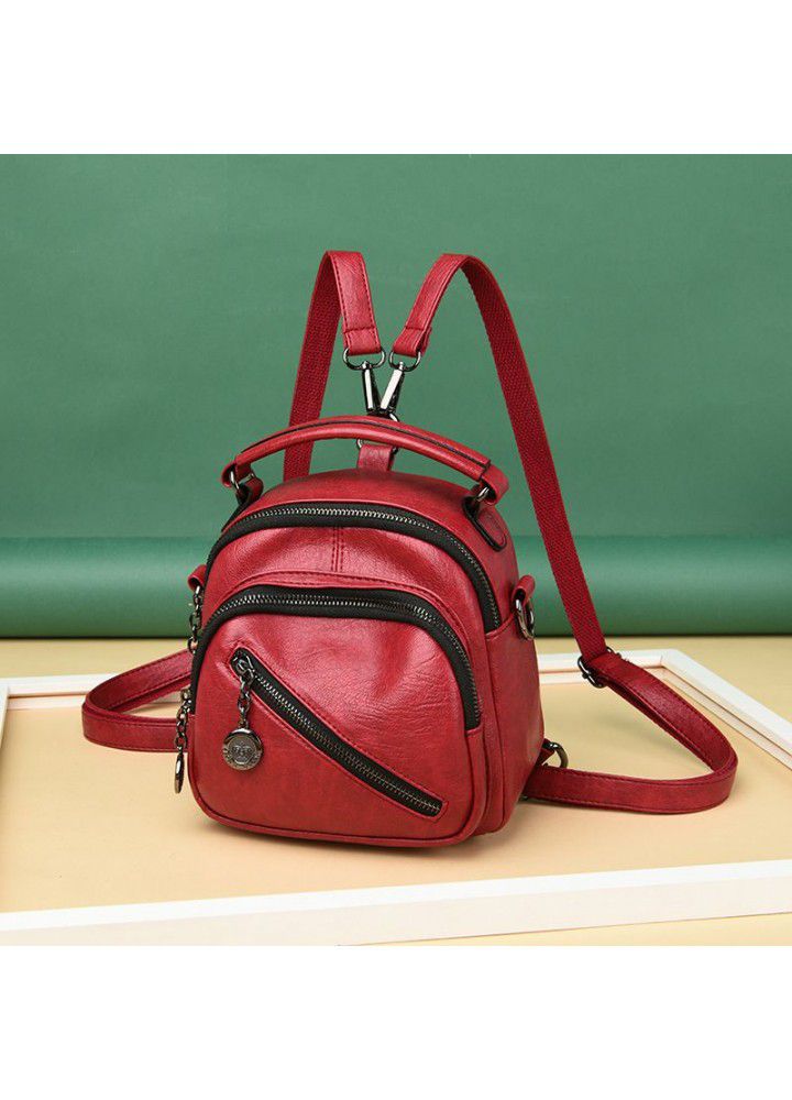 European and American style double shoulder bag women's  new multi-functional women's single shoulder bag with soft leather three-way Backpack 