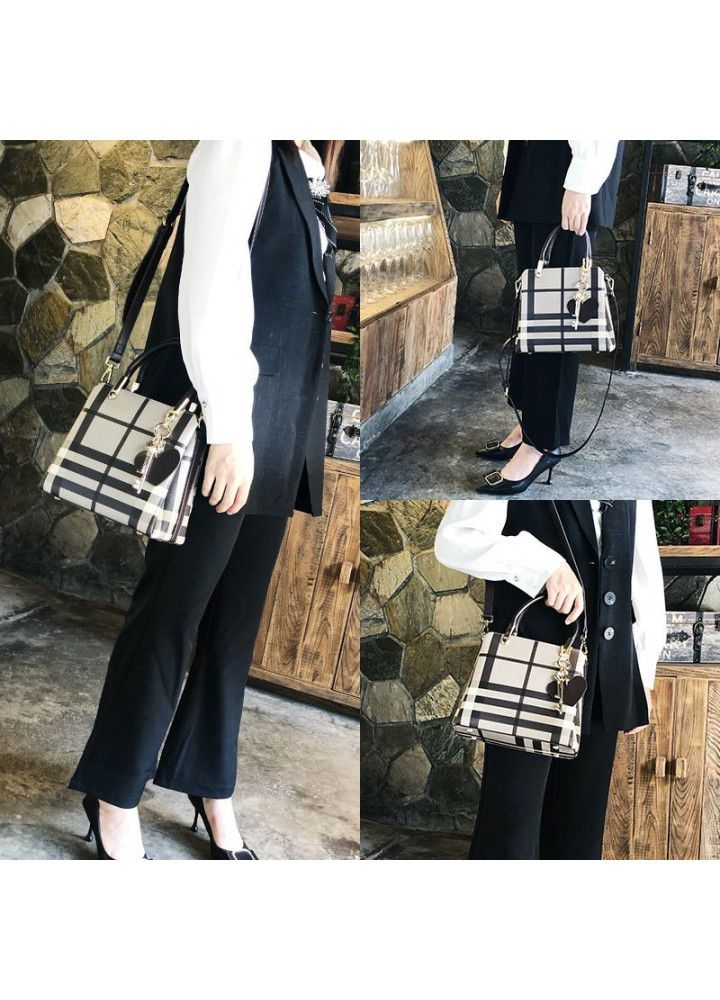 Hong Kong Women's leather bag  new fashion goddess portable one shoulder versatile lattice messenger bag 