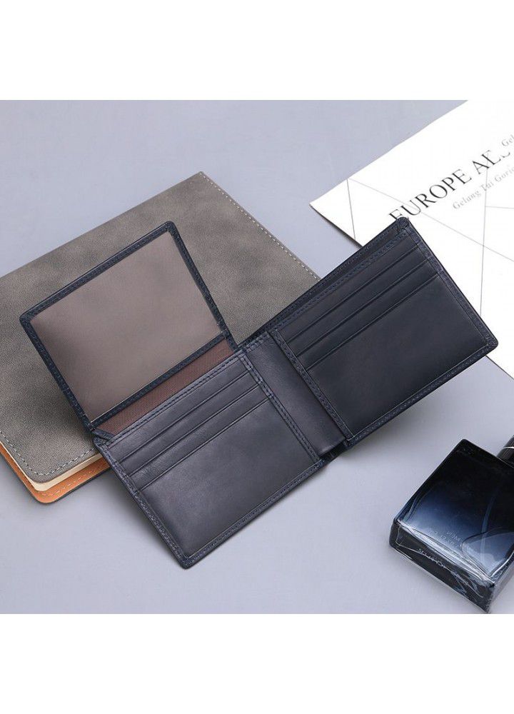 Cross border supply of leather wallet men's wallet short Retro Leather Wallet customized logo 