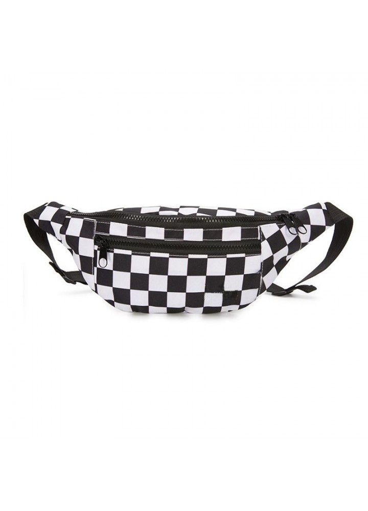 Fashion checkerboard waist bag in Harajuku Street racket men's and women's single shoulder oblique cross bag functional sports outdoor chest bag 