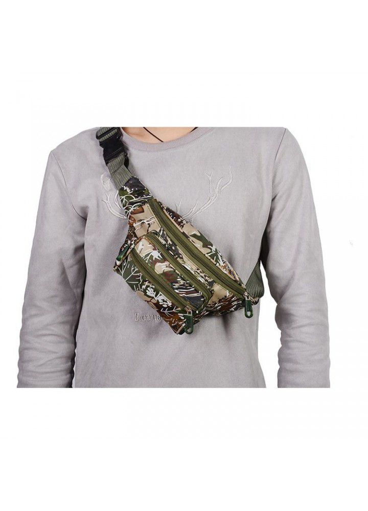 Camouflage men's waist bag large capacity outdoor sports mobile phone waist bag multi function men's chest bag logo printing 