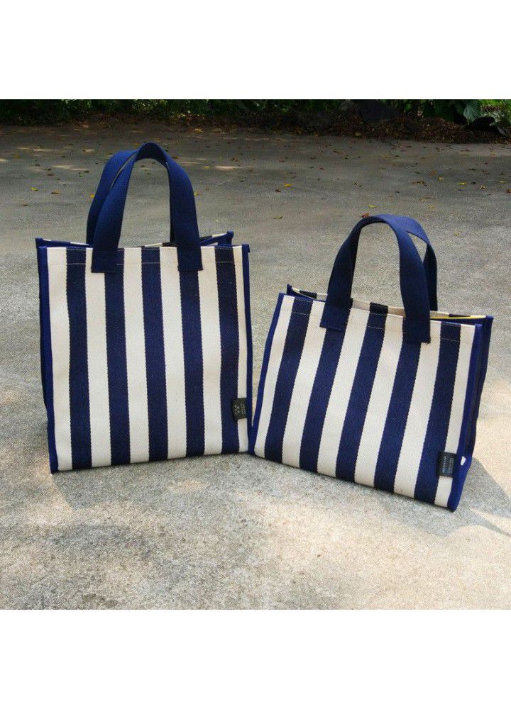 Korean literature and art small fresh stripe Shopping Bag Canvas hand bag shopping bag computer bag 