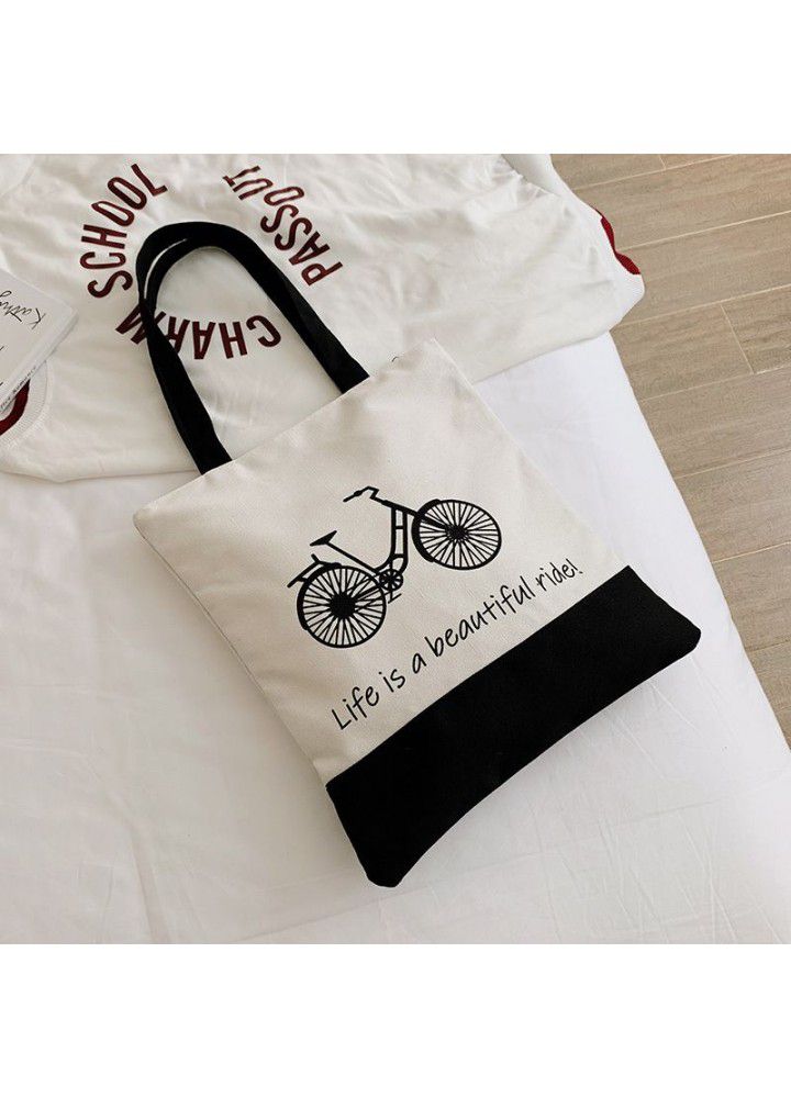 Individual creativity advertisement cotton bag supermarket shopping canvas bag student single shoulder canvas bag 
