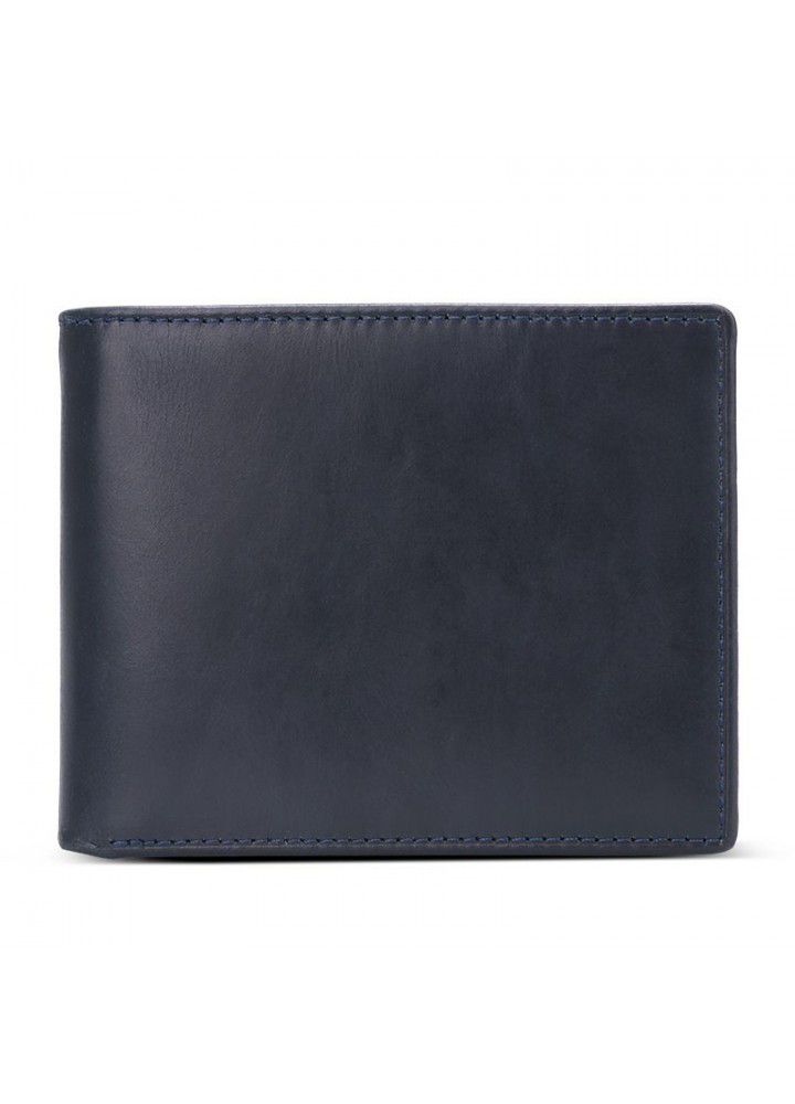 Cross border supply of leather wallet men's wallet short Retro Leather Wallet customized logo 
