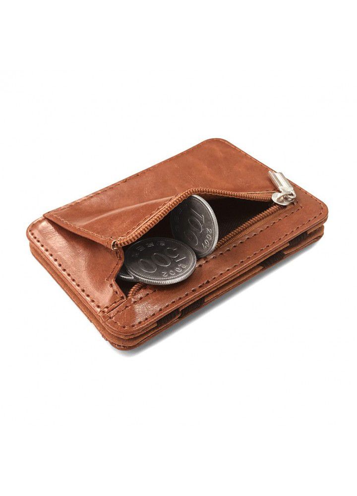 Cross border new Korean creative PU Leather Men's Magic Wallet business card bag zero wallet men's bag factory wholesale 