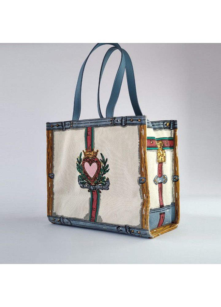 Spot fashion creative canvas bag custom cotton sack leisure handbag printing color printing shopping single shoulder bag 