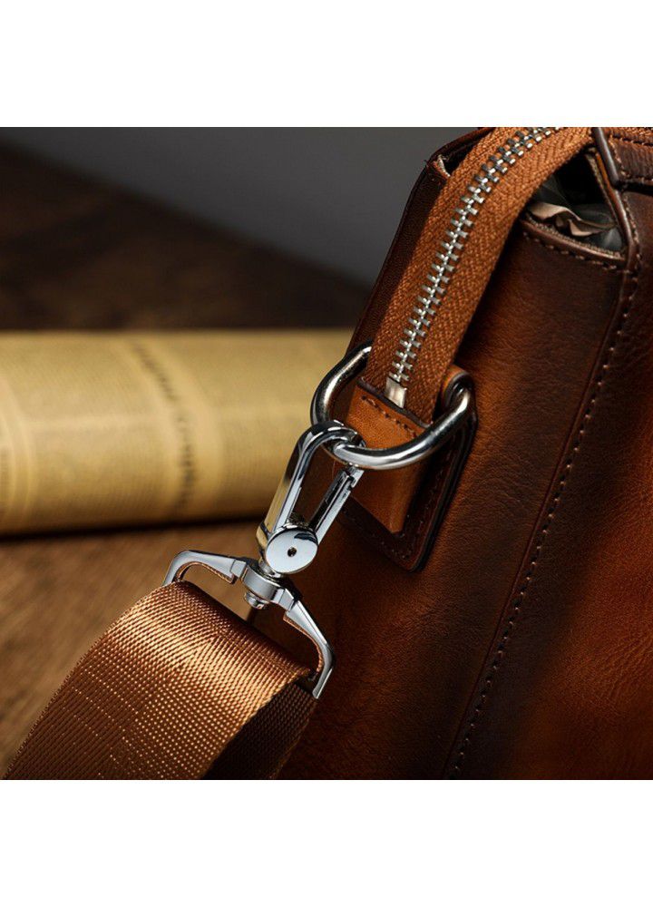 2020 summer new product vegetable tanning leather first layer Cow Leather Handmade men's briefcase 