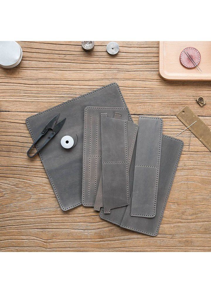 Cross mirror e-commerce hot material bag DIY handmade wallet men's long leather wallet Retro Art 